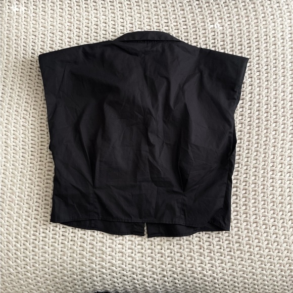 Zara Shoulder Pad Poplin Crop Shirt - Picture 7 of 8